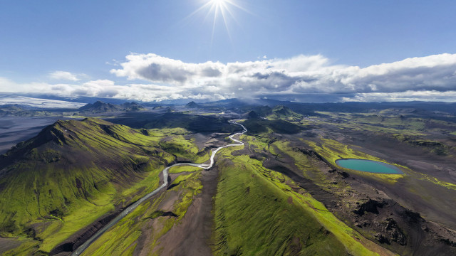 Scenic view river valley mountains free wallpaper for desktop - medium preview image