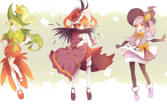 Anime girls dresses hats long free wallpaper for desktop - medium preview image