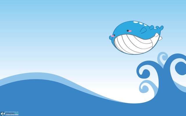 Blue whale jumping over wave free wallpaper for desktop - medium preview image