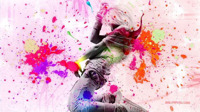 Person colorful background spray paint free wallpaper for desktop - medium preview image