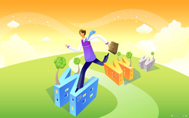 Man jumping house fire briefcase free wallpaper for desktop - medium preview image