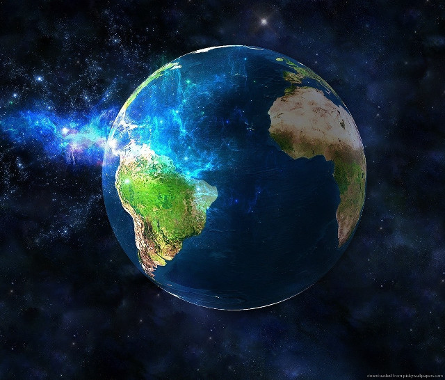 Blue green earth stars background free wallpaper for desktop - medium preview image