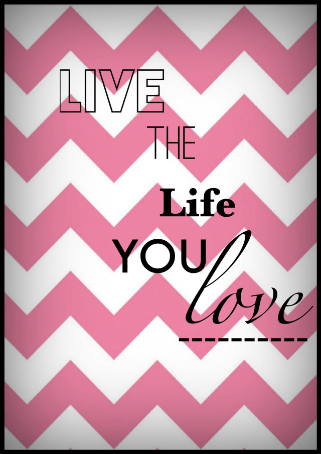 Pink white chevron live the free wallpaper for mobile - medium preview image