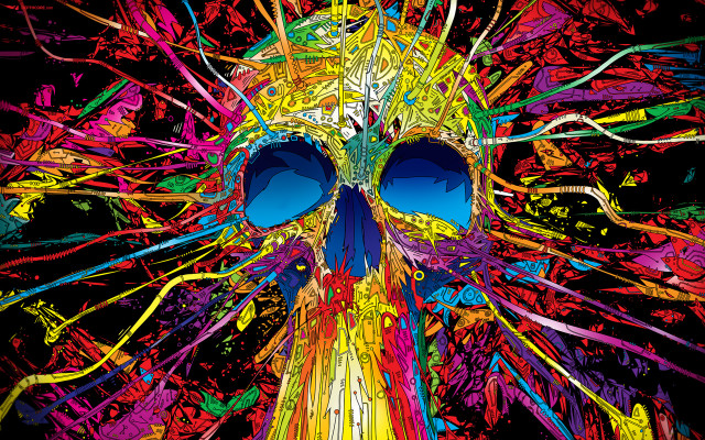 Colorful skull blue eyes multicolored #2 free wallpaper for desktop - medium preview image