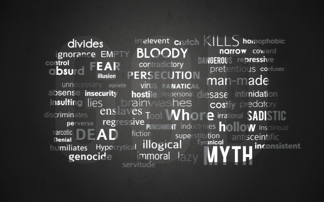 Myth wordcloud blackwhite background free wallpaper for desktop - medium preview image