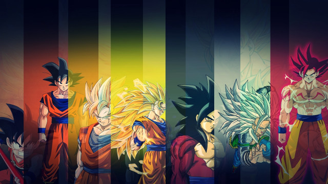 Dragon ball characters striped rainbow free wallpaper for desktop - medium preview image