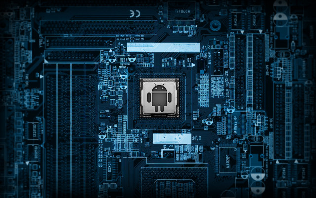 Processor robot blue background cityscape #2 free wallpaper for desktop - medium preview image