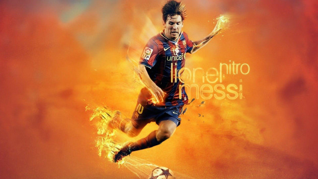 Man kicking soccer ball fire #2 free wallpaper for desktop - medium preview image