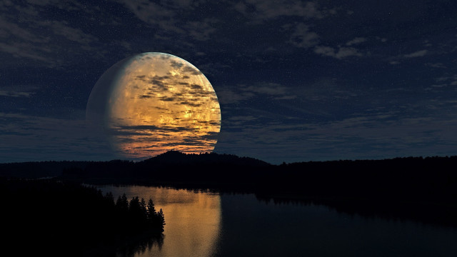 Full moon lake night reflection #3 free wallpaper for desktop - medium preview image