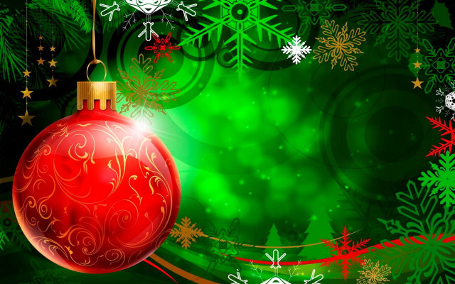 Christmas ornament green background snowflakes #5 free wallpaper for desktop - medium preview image