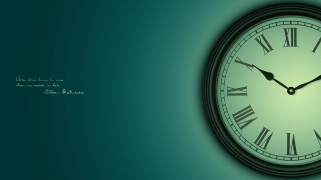 Clock roman numerals green background #2 free wallpaper for desktop - medium preview image
