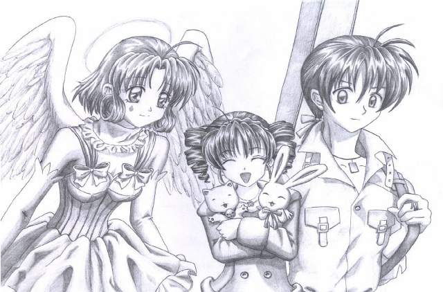 People child angel wings cross free wallpaper for desktop - medium preview image