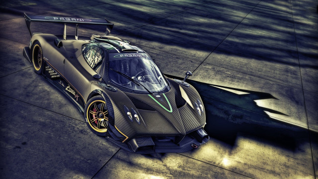 Black race car parked street free wallpaper for desktop - medium preview image