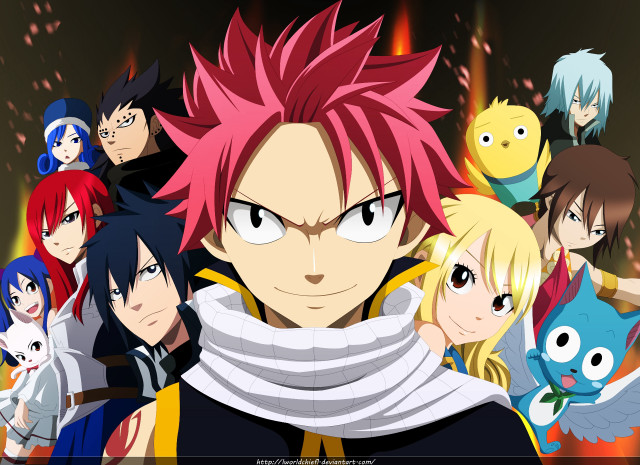 Anime group red hair black free wallpaper for desktop - medium preview image