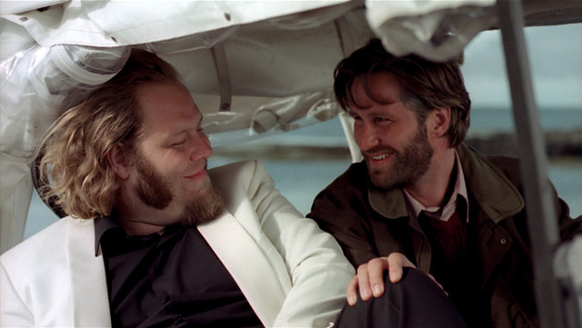 Two men boat smiling blonde free wallpaper for desktop - medium preview image