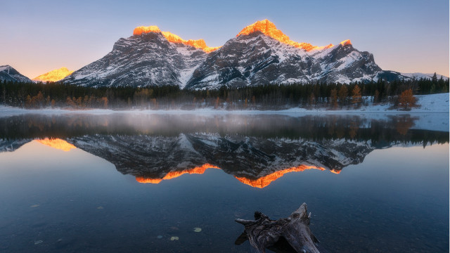 Mountain reflection lake sunset forest #2 free wallpaper for desktop - medium preview image