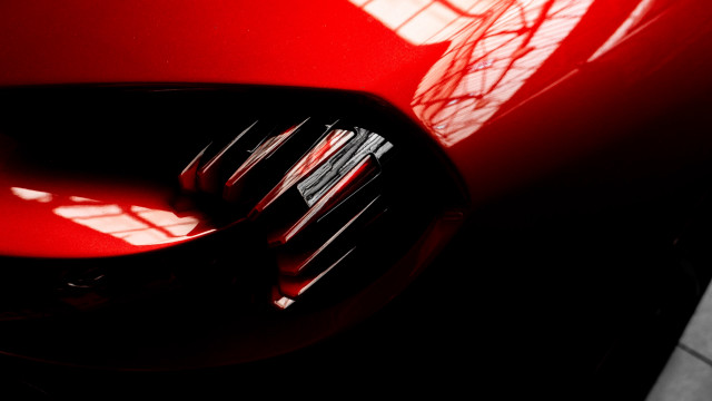 Red car metal fork shadow free wallpaper for desktop - medium preview image