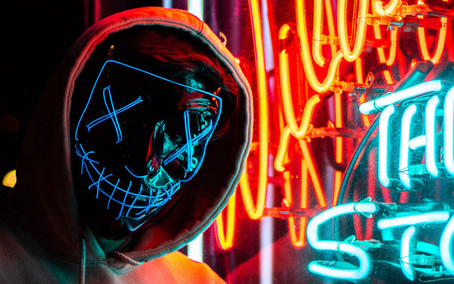 Neon mask cyberpunk cedric seaut free wallpaper for desktop - medium preview image