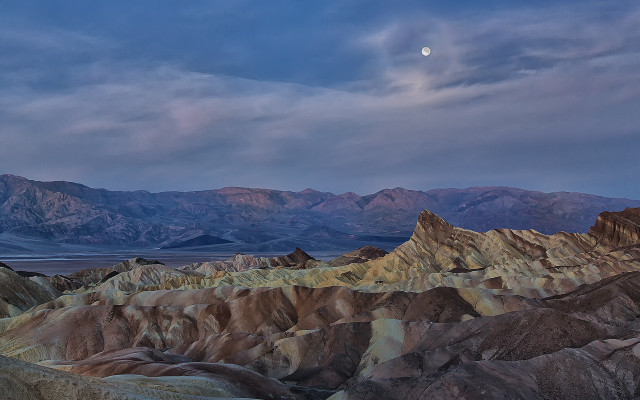 Mountain range moon clouds ocean free wallpaper for desktop - medium preview image