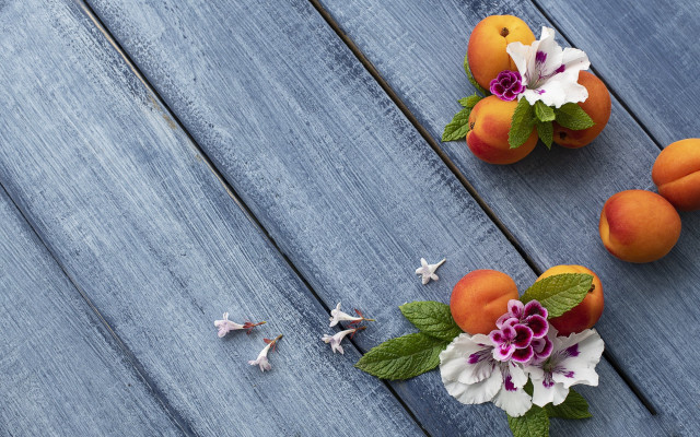 Fruit flowers wooden table summer free wallpaper for desktop - medium preview image