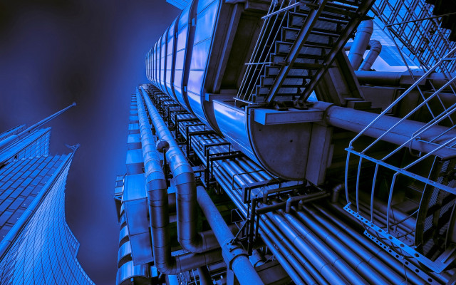 Tall building metal pipe sky free wallpaper for desktop - medium preview image