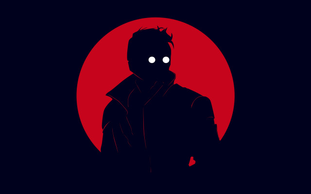 Creepy man red moon silhouette free wallpaper for desktop - medium preview image