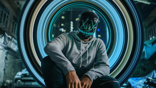 Neon mask circular background cedric free wallpaper for desktop - medium preview image