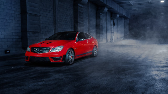 Red car dark tunnel smoke free wallpaper for desktop - medium preview image
