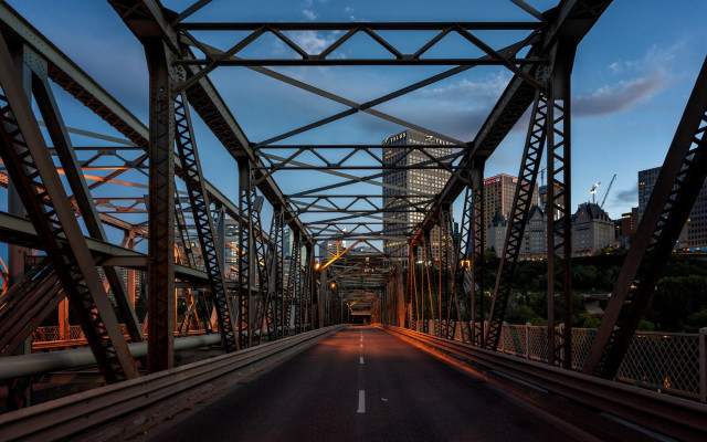 Bridge cityscape dusk award winning free wallpaper for desktop - medium preview image