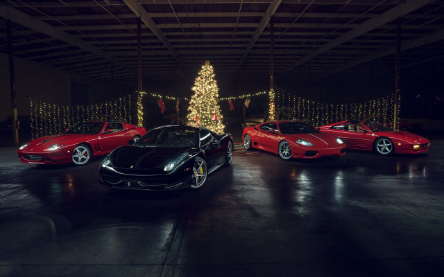 Sports cars garage christmas lights free wallpaper for desktop - medium preview image