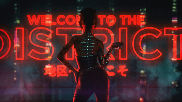 Eve ryder cyberpunk district7 neon free wallpaper for desktop - medium preview image