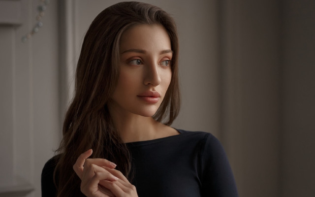 Woman longhair room window looking free wallpaper for desktop - medium preview image