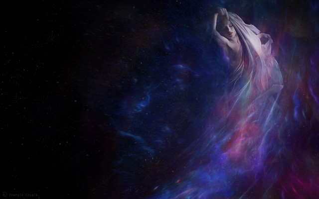 Woman longdress colorful background space free wallpaper for desktop - medium preview image