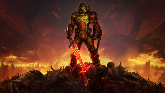 Demon armor fire sunset ruins free wallpaper for desktop - medium preview image