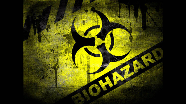 Yellow black hazard biohazard sign free wallpaper for desktop - medium preview image