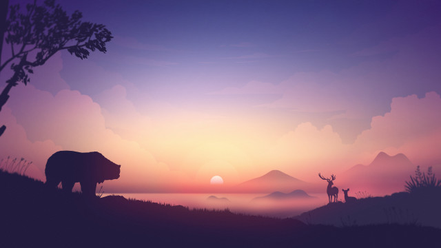 Bear man hill sunset mountain free wallpaper for desktop - medium preview image