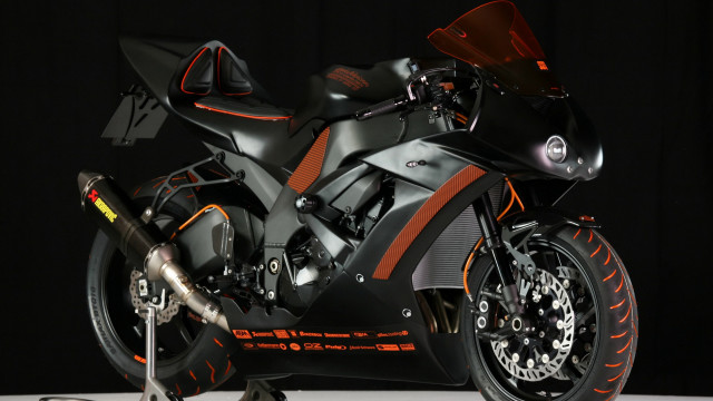 Motorcycle orange accents cybernetics digital free wallpaper for desktop - medium preview image