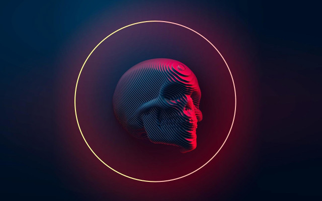 Neon human head red blue free wallpaper for desktop - medium preview image