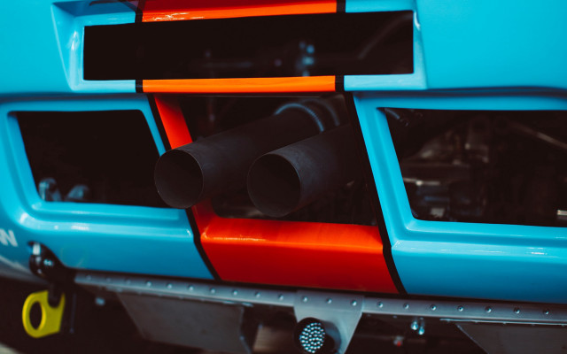 Blue car orange red stripes free wallpaper for desktop - medium preview image