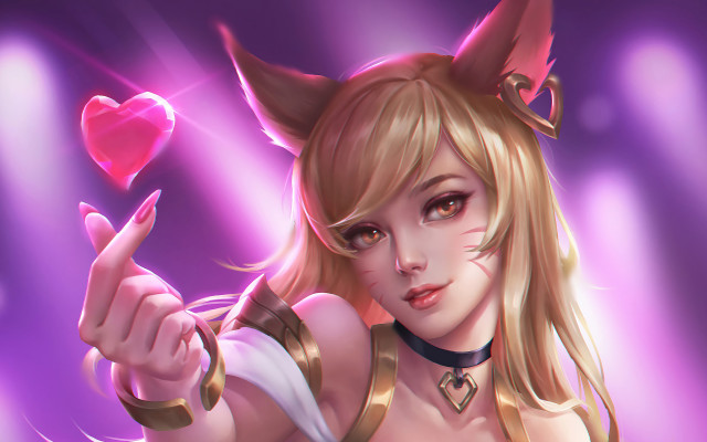 Ahri horns heart pink furry free wallpaper for desktop - medium preview image
