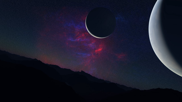 Distant planet moon galaxy matte free wallpaper for desktop - medium preview image