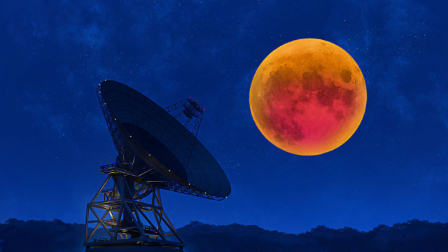Satellite dish blood moon space free wallpaper for desktop - medium preview image