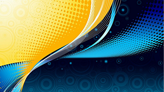 Blue yellow wavy side halfcircle free wallpaper for desktop - medium preview image