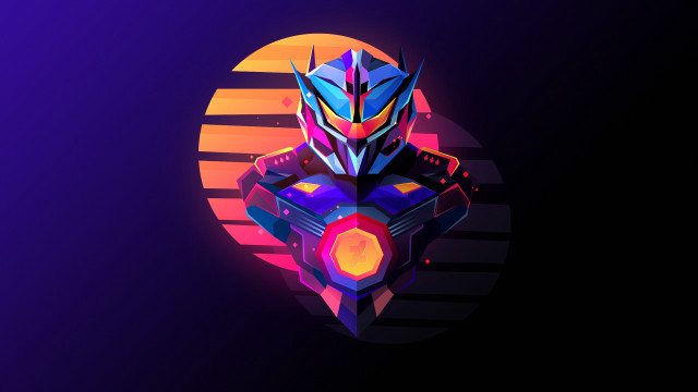 Glowing robot synthwave solos art free wallpaper for desktop - medium preview image