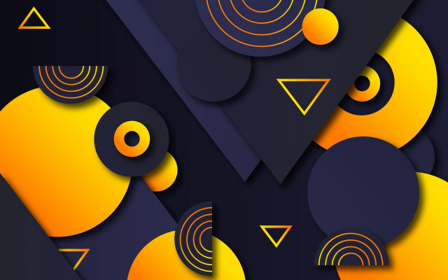 Black yellow abstract circles triangles free wallpaper for desktop - medium preview image