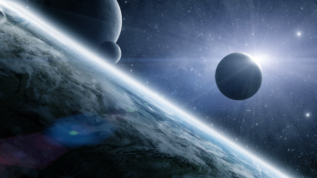 Distant planet space sun star free wallpaper for desktop - medium preview image