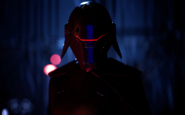 Man helmet redlight cyberpunk night free wallpaper for desktop - medium preview image