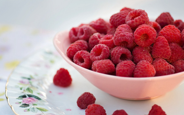 Raspberries plate closeup berry flower free wallpaper for desktop - medium preview image