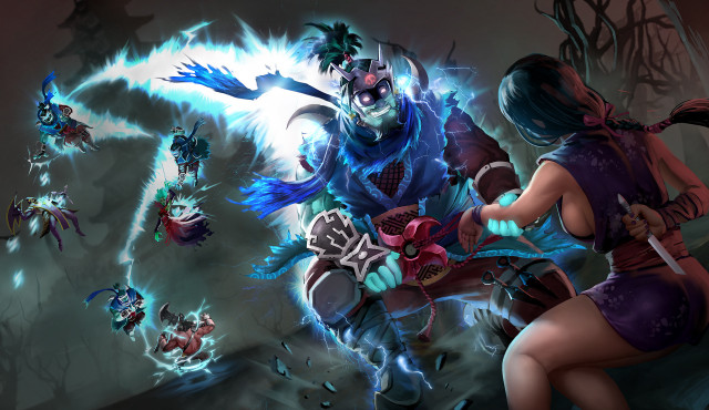 Woman purple dress playing game free wallpaper for desktop - medium preview image