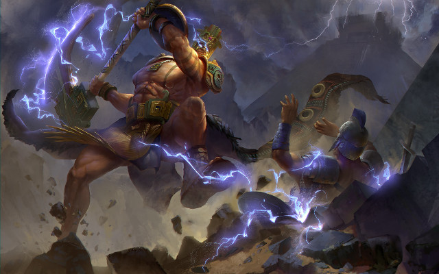 Man horse sword lightning fantasy free wallpaper for desktop - medium preview image